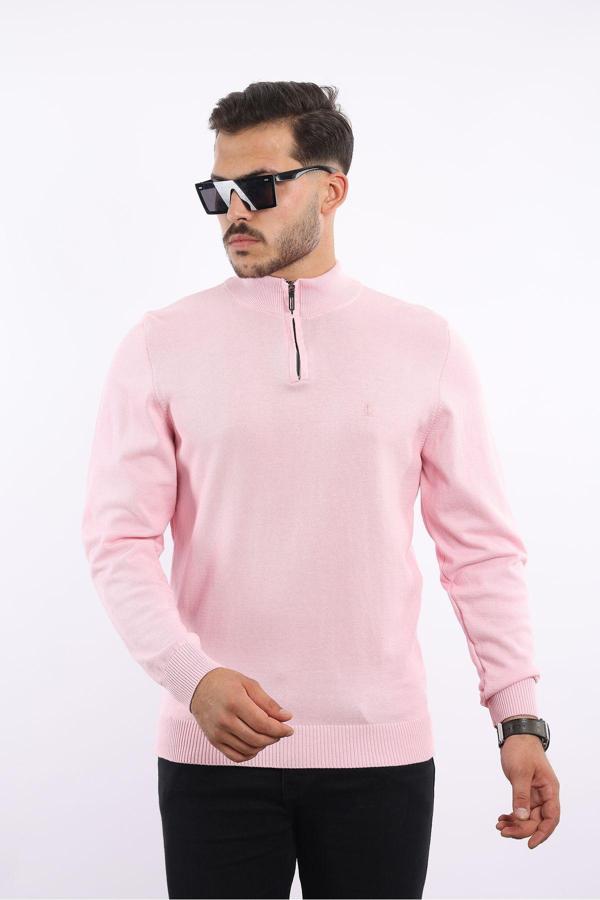 Rugatchi %100 Pamuk Tüylenme Yapmayan Yarım Fermuarlı Triko Siyah - Image 1