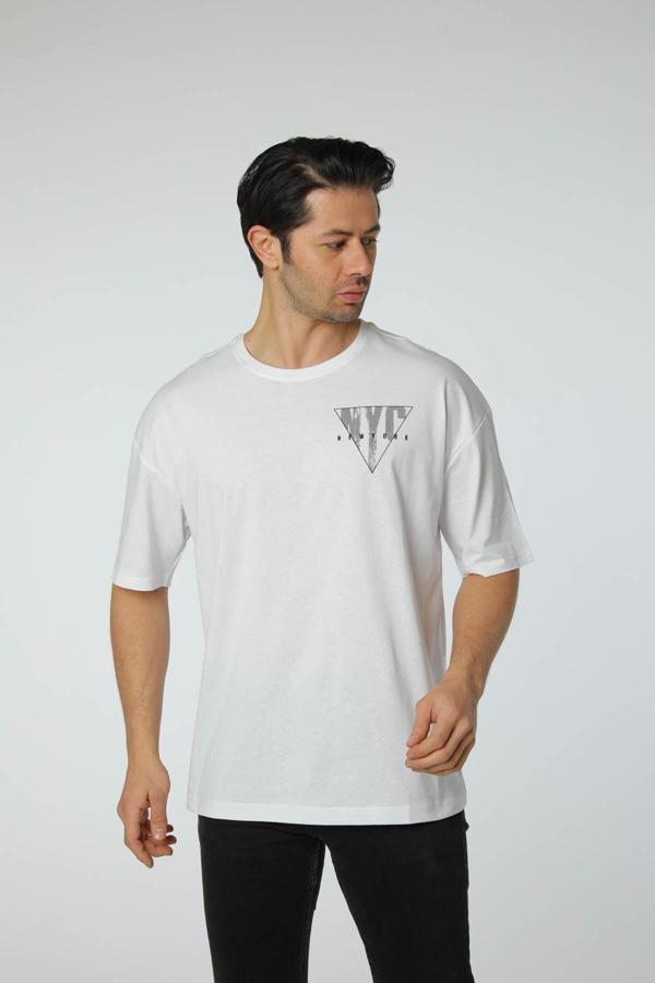 Rugatchi Baskılı Oversize Bisiklet Yaka T-Shirt - Image 1