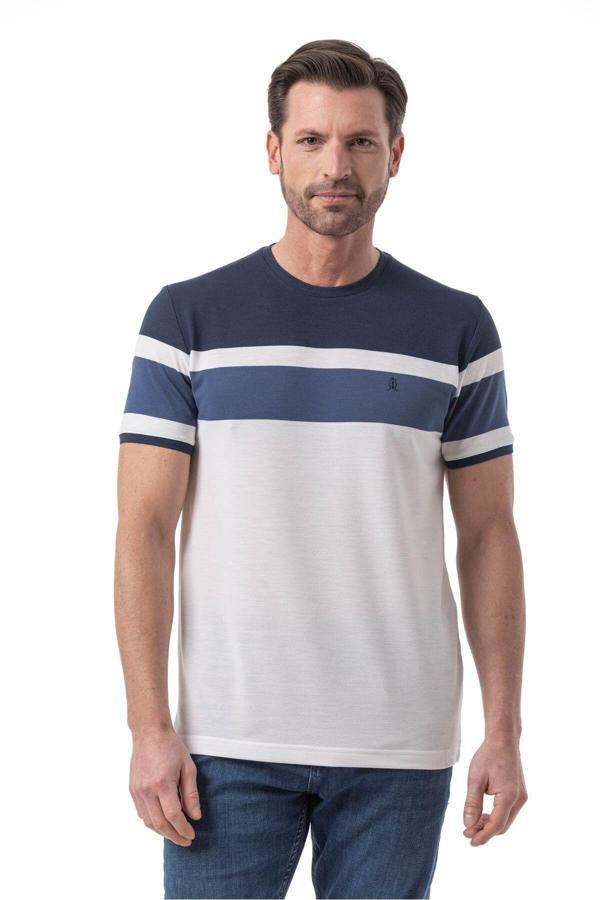 Rugatchi Yatay Baskılı Bisiklet Yaka T-Shirt - Image 1