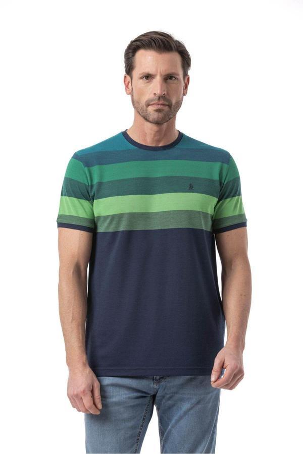 Rugatchi Yatay Çizgili Bisiklet Yaka T-Shirt - Image 1