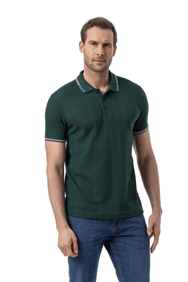 Rugatchi Yaka Detaylı Waffle Polo T-Shirt - Image 1