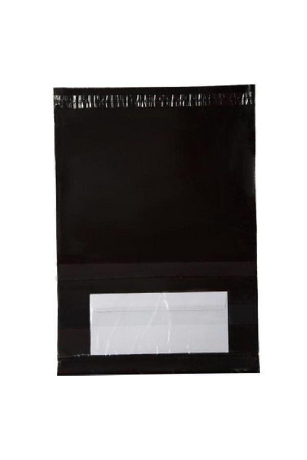 Almina 100 Adet Cepli 35X45+5 Cm Siyah Kargo Poşeti Büyük Boy Kargo Torbası 80 Mikron - Image 1