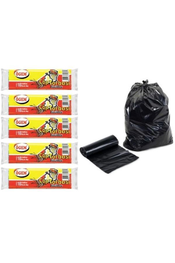 Ögem Büyük Boy Çöp Poşeti 65X80 Cm 50 Lt 10'Lu Rulo 5 Paket - Image 1