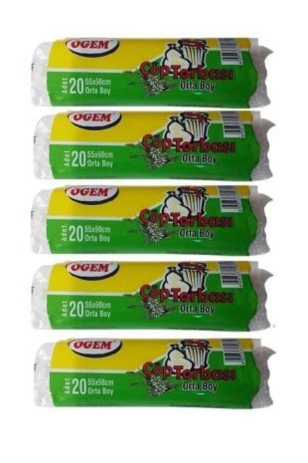 Ögem Orta Boy Çöp Poşet 20'Li Rulo 5 Paket 55X60 Cm Siyah - Image 1