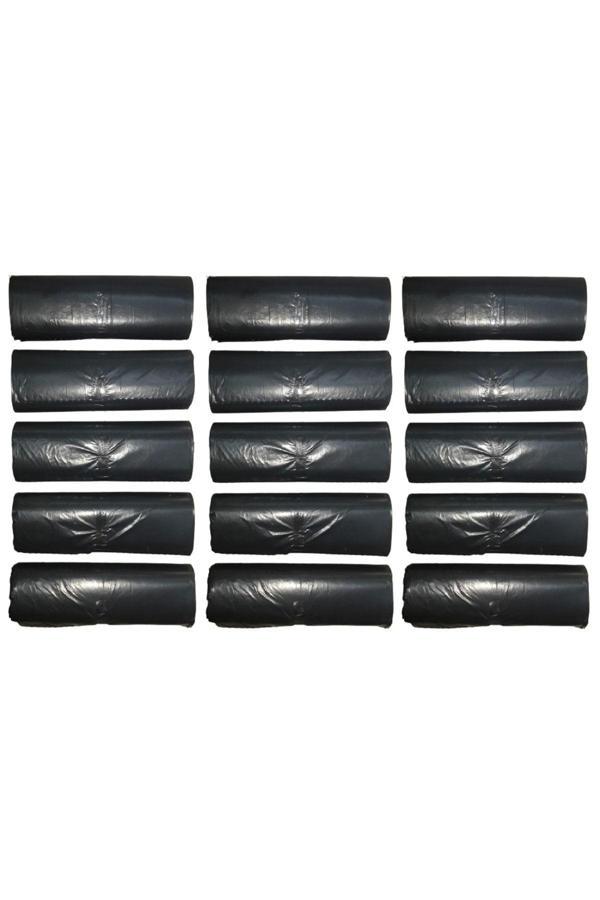 Eymarmarket Siyah Orta Boy Çöp Poşeti 55X60 Cm 20'Li Rulo 15 Paket 300 Adet - Image 1