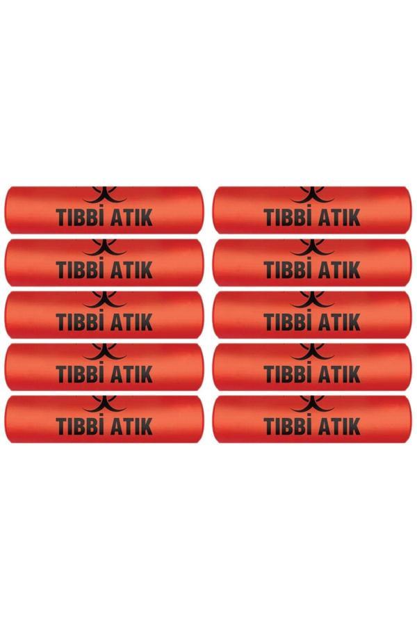 Eymarmarket Tıbbi Atık Torbası Jumbo Boy 80X110 Cm 700 Gr 10 Lu Rulo X 10 Paket=100 Adet (Kırmızı-Siyah Baskılı) - Image 1