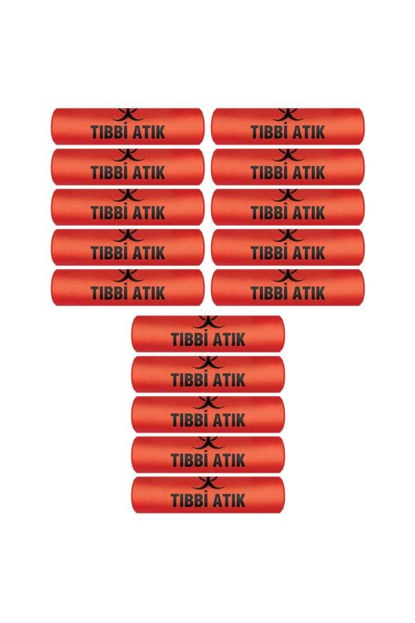 Eymarmarket Tıbbi Atık Torbası Jumbo Boy 80X110 Cm 700 Gr 10 Lu Rulo X 15 Paket=150 Adet (Kırmızı-Siyah Baskılı) - Image 1