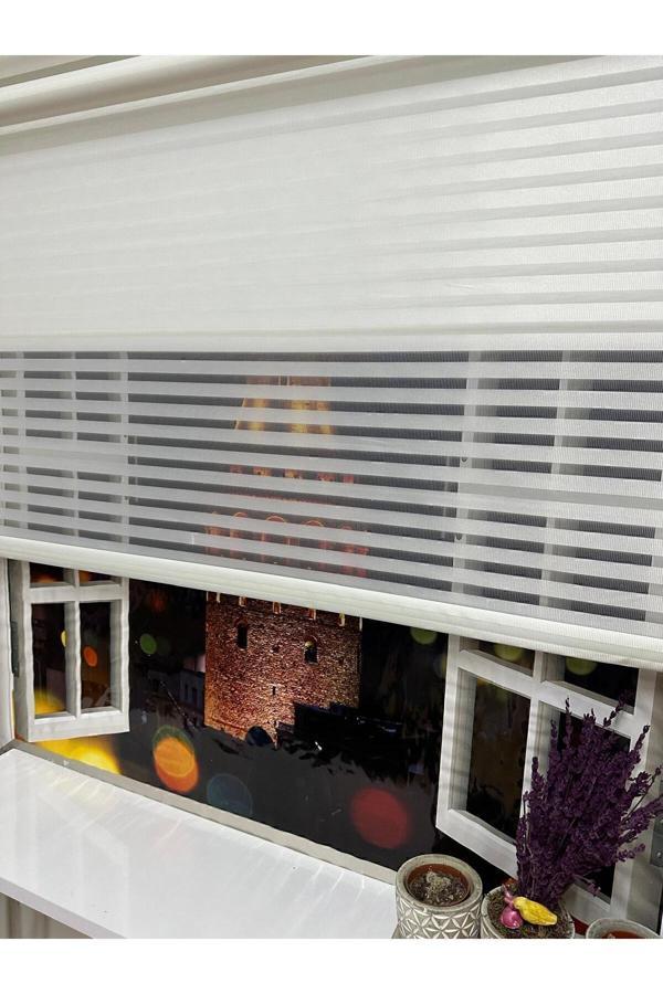 Çizgili Çift Mekanizmalı Tül Ve Stor Perde - Model 1 - Image 1