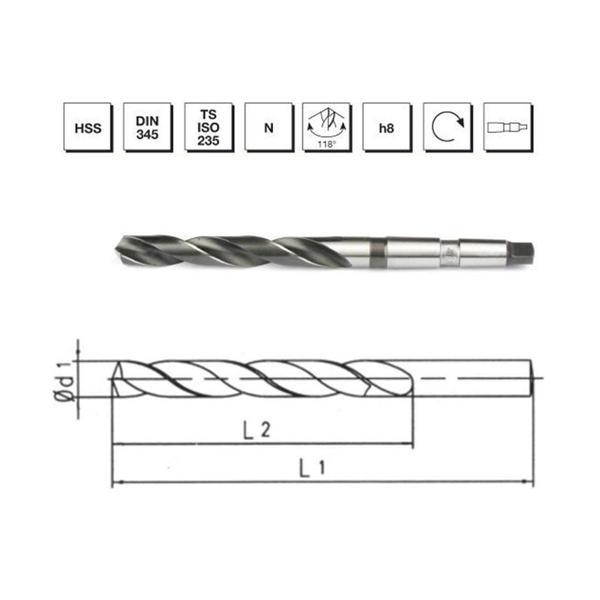 Makina Takım HSS DIN 345 Mors Konik Saplı Maktap Ucu 22mm - MTE B00004002200 - Image 1