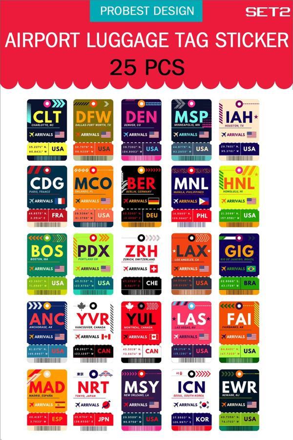 Probest Seyahat Retro Uçak Bavul Kartı Etiketleri, Retro Sticker, Laptop, Karavan, Defter Etiketleri - Image 1