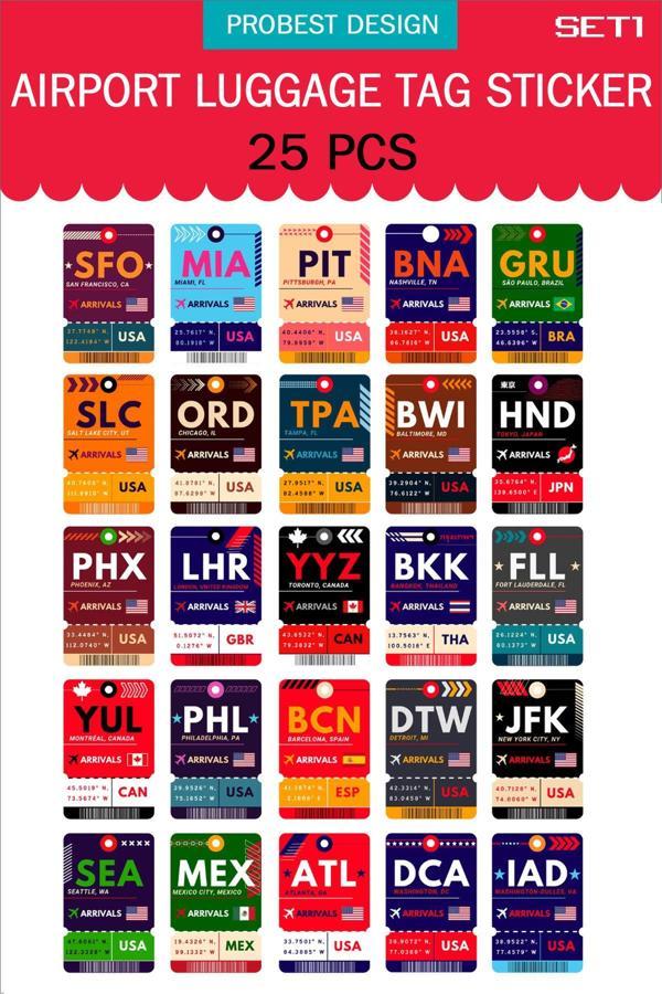 Probest Seyahat Retro Uçak Bavul Kartı Etiketleri, Retro Sticker, Laptop, Karavan, Defter Etiketleri - Image 1