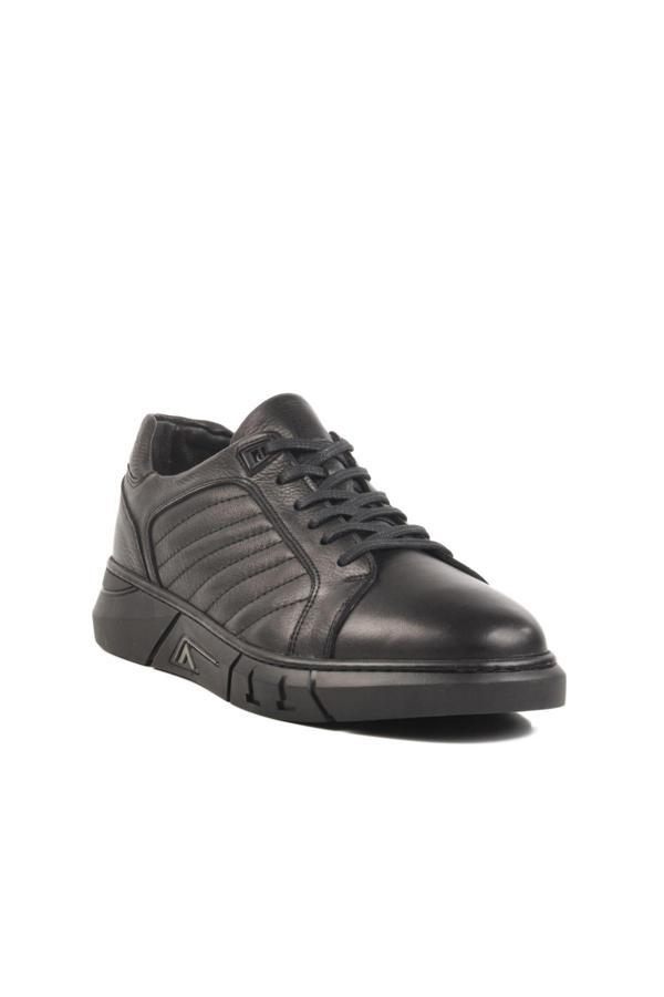 2K1244 Siyah Hakiki Deri Erkek Sneaker - Image 1