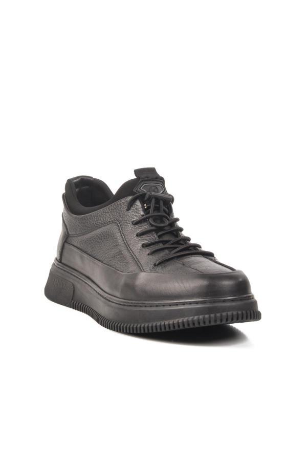 3K1138 M Siyah Hakiki Deri Erkek Sneaker - Image 1
