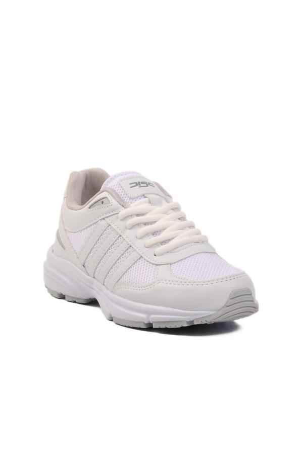 Buz Beyaz Fileli Hafif Unisex Spor Ayakkabı Disc G - Image 1