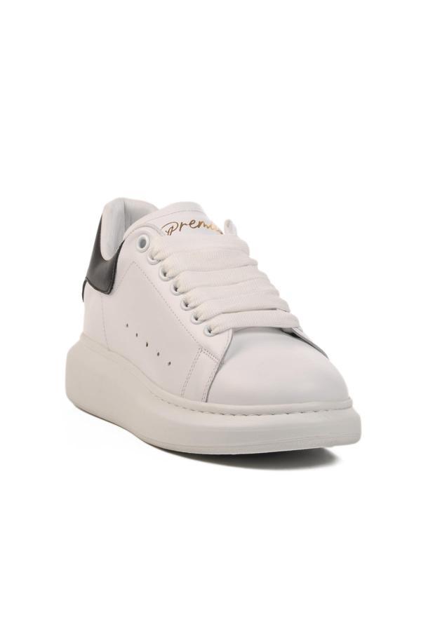 Ayakmod Premium 02028 M Beyaz-Siyah Hakiki Deri Erkek Sneaker - Image 1