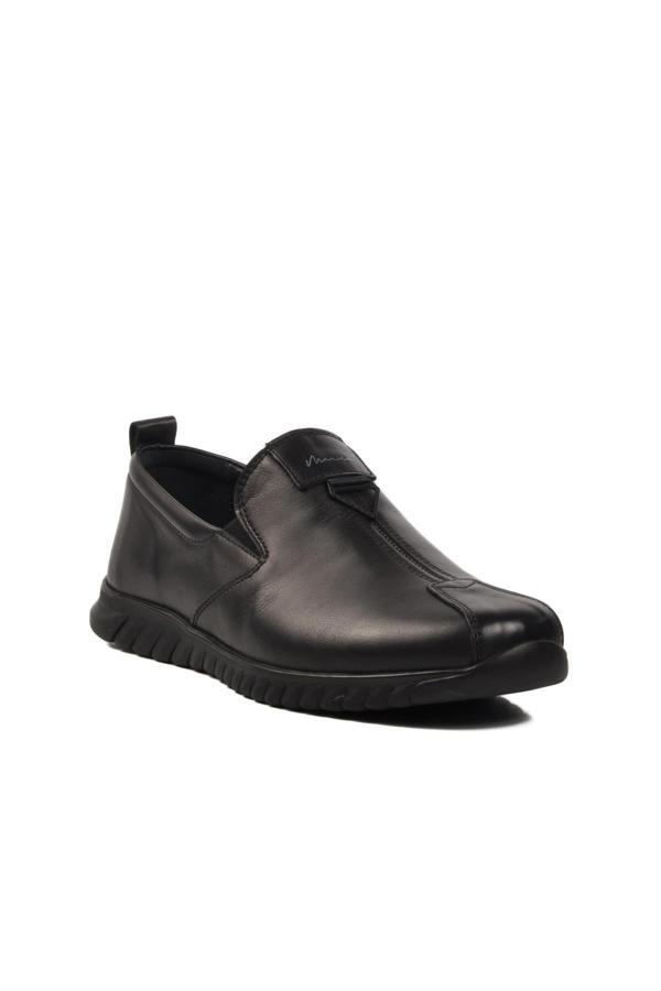 Siyah Hakiki Deri Erkek Sneaker 152-19028 M - Image 1