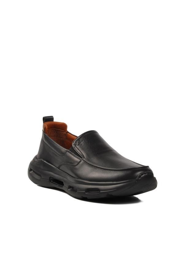 Siyah Hakiki Deri Erkek Sneaker 152-21399 M  - Image 1