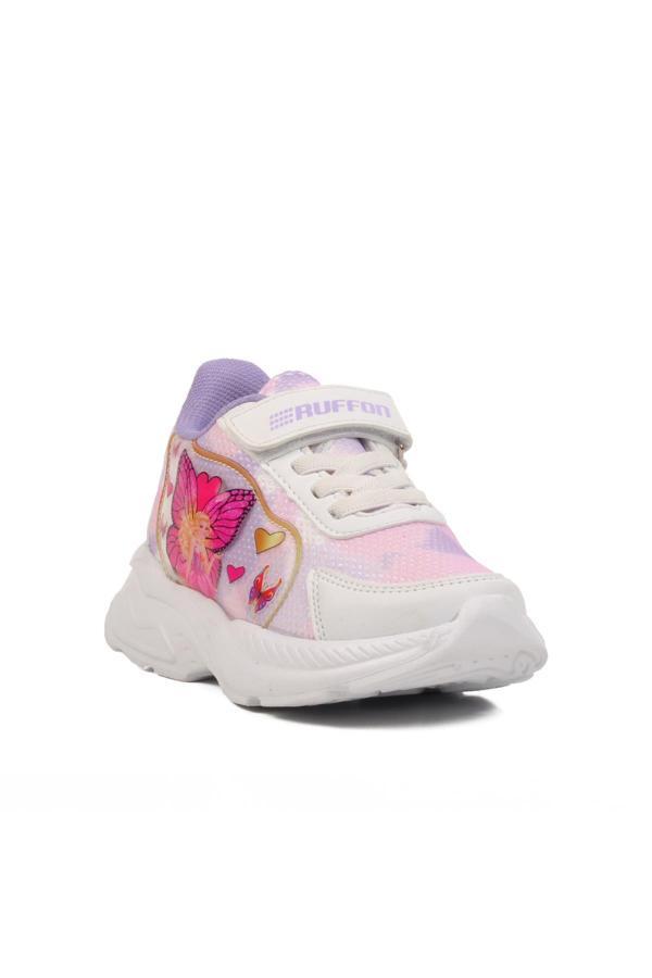 Beyaz-Lila Tekstil Çocuk Spor Ayakkabı Ruffon 2340 P  - Image 1