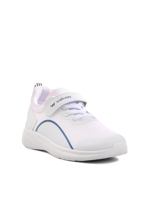 Beyaz-Lacivert Fileli Cırtlı Hafif Unisex Çocuk Spor Ayakkabı Dera 640 F - Image 1