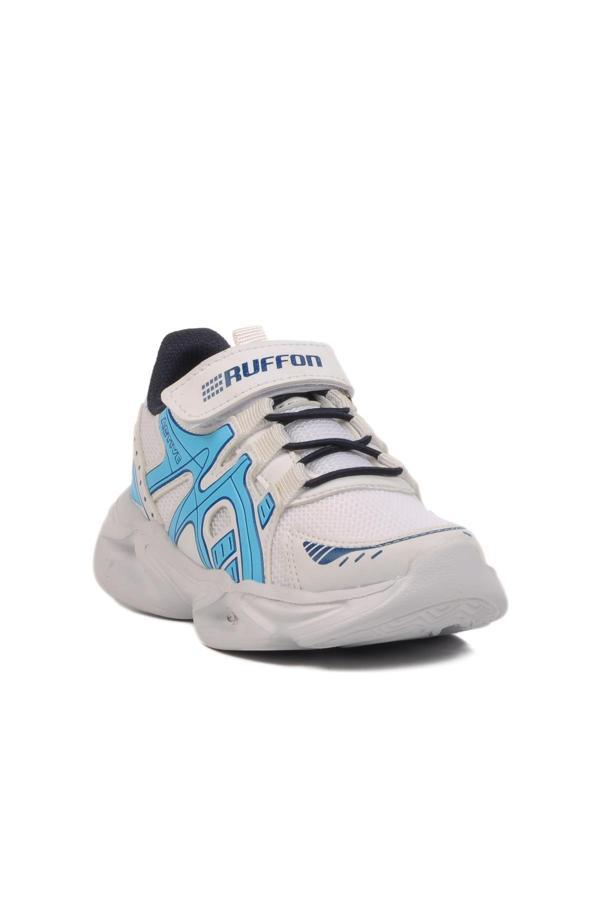 Beyaz Lacivert Fileli Hafif Erkek Çocuk Spor Ayakkabı 2351 P - Image 1