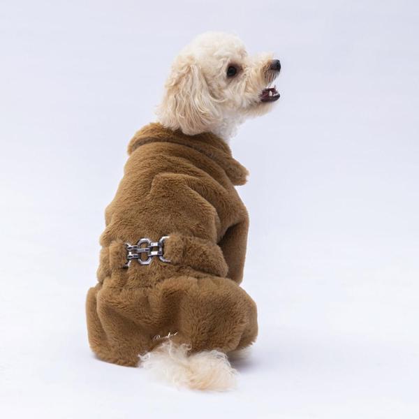 Kahverengi Paris Kedi Köpek Peluş Ceket - Image 1