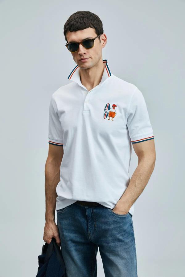 Lufian Sansa Smart Erkek Polo Tişört Beyaz - Image 1