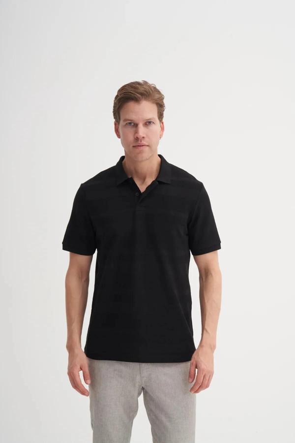 Cazador Polo Yaka Regular Fit Örme Çizgi Dokulu Tişört - Image 1