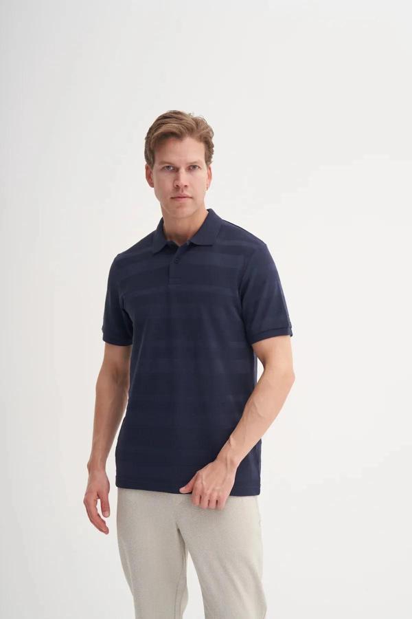 Cazador Polo Yaka Regular Fit Örme Çizgi Dokulu Tişört - Image 1