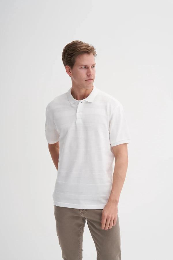 Cazador Polo Yaka Regular Fit Örme Çizgi Dokulu Tişört - Image 1