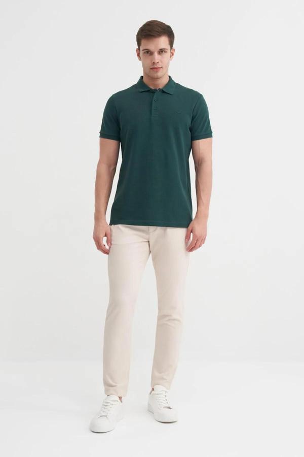 Cazador Erkek T-shirt Polo Yaka Koyu Yeşil 4613 - Image 1