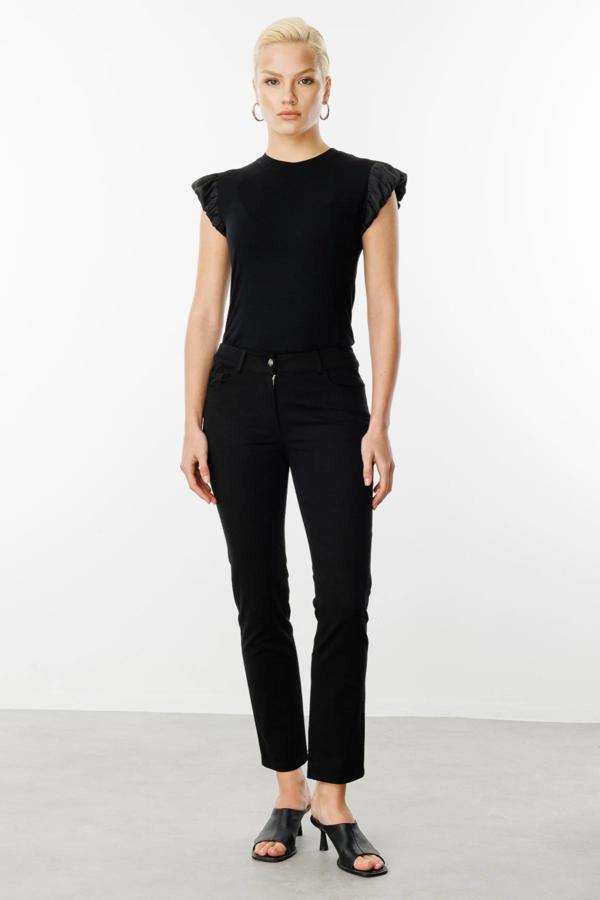 Ekol Kadın Beş Cep Dar Paça Kanvas Pantolon 2050 Siyah - Image 1