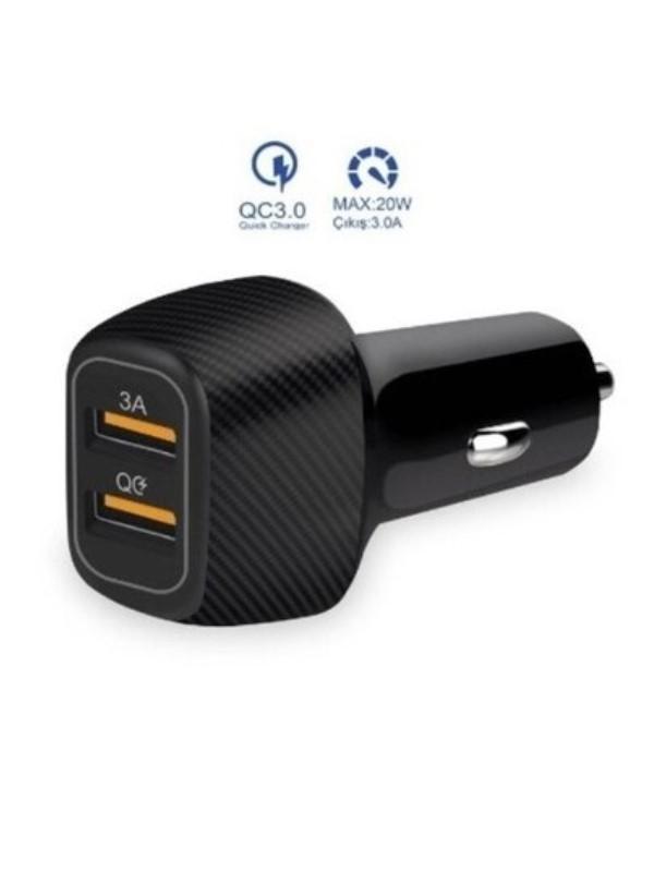 Araç içi Şarj Cihazı 3.0A FAST 20W Süper Hızlı 2 Usb Çıkışlı Çakmaklık - Image 1