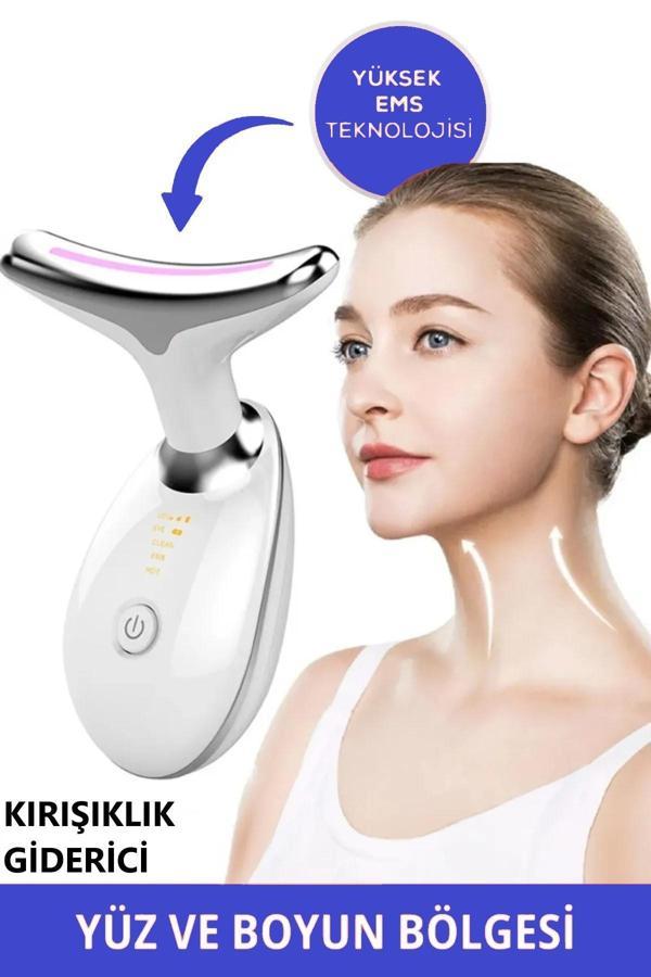 Boyun Ve Yüz Kırşıklık Giderici (Gıdık,Sarkma,Kırışıklık) 3 Proğramlı Ems Güzellik Cihazı 7 Renk Led - Image 1