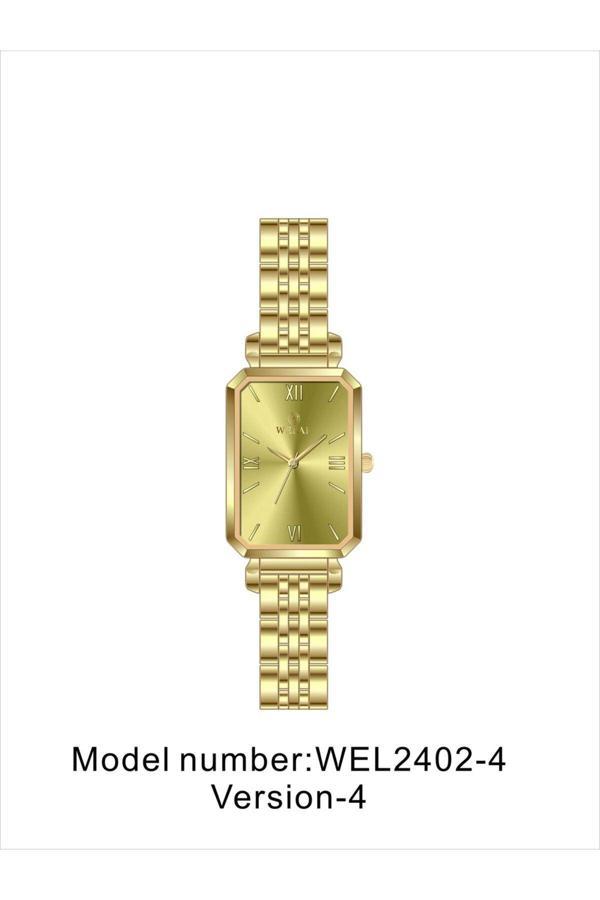 Welar Wel2402-4 Kadın Kol Saati Gold Kadran Gold Renk Paslanmaz Çelik Kordon - Image 1