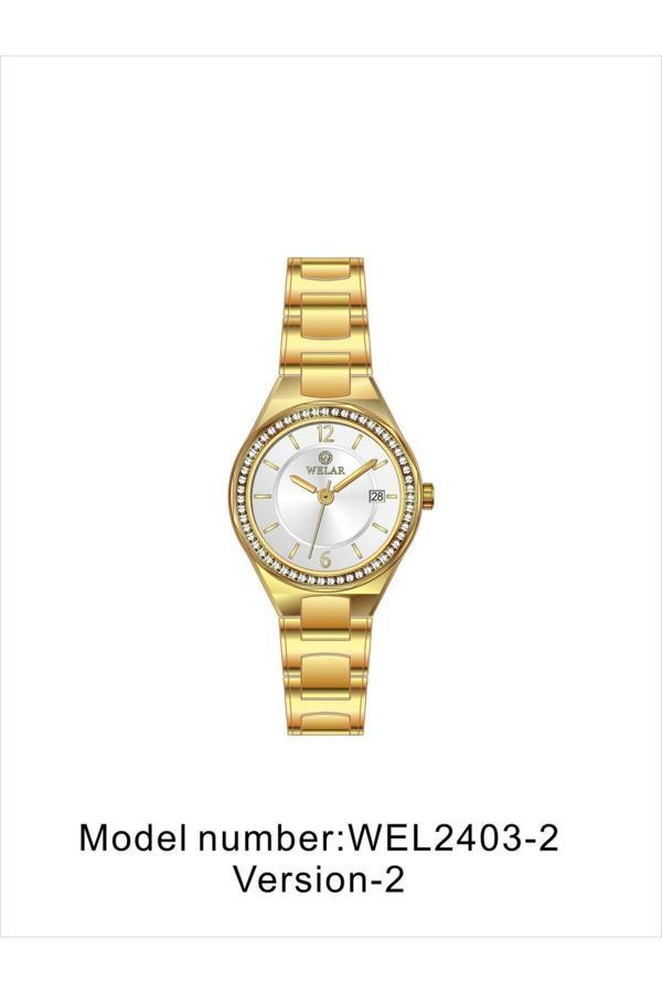 Welar Wel2403-Bz02 Taşlı Gold Renk Paslanmaz Çelik Kadın Kol Saati - Image 1