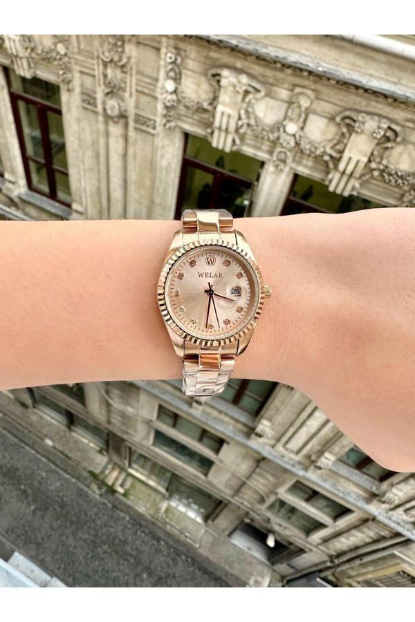 Welar Wel5234-5 Rose Kadran Ve Rose Kaplama Kordon Paslanmaz Çelik Kadın Kol Saati - Image 1
