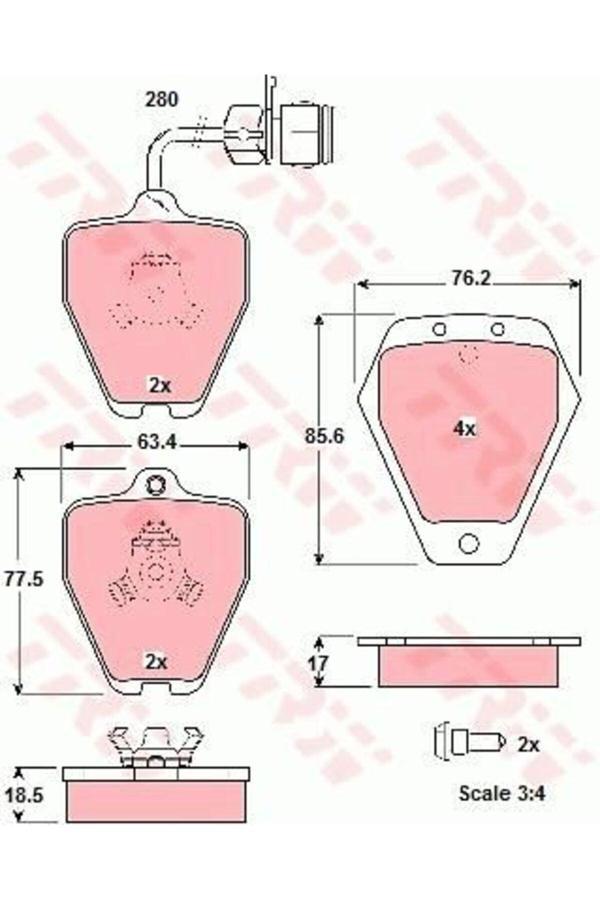 Trw Gdb1329 Fren Balatası Ön 76Mm Kablolu Audi 100 A6 91 Tamir Takım Kit - Image 1
