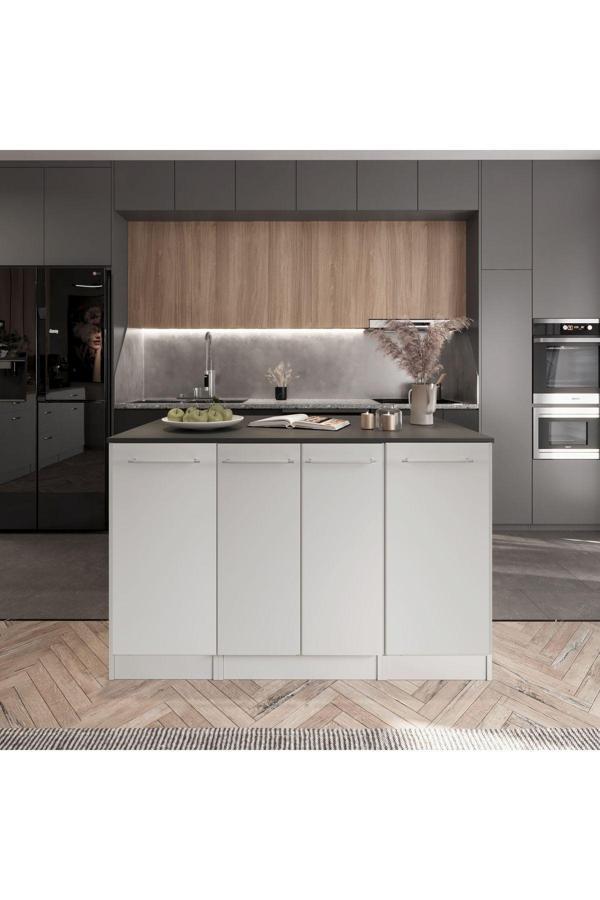 T Designo 160Cm-Mambo Mutfak Adası -4 Kapaklı Alt Modül- Çok Amaçlı Dolap 160 Cm Tezgah Dahil - Image 1