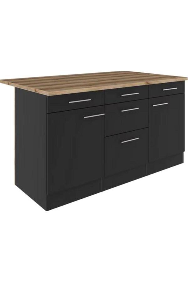 T Designo Aietes Mutfak Adası Alt Modül 150 Cm Antrasit -Tezgah Dahil - Image 1