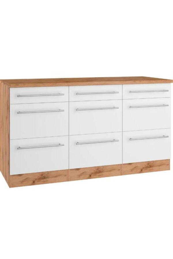 T Designo Aya Mutfak 9 Çekmeceli Alt Modül -150 Cm - Çok Amaçlı Dolap -Tezgah Dahil - Image 1