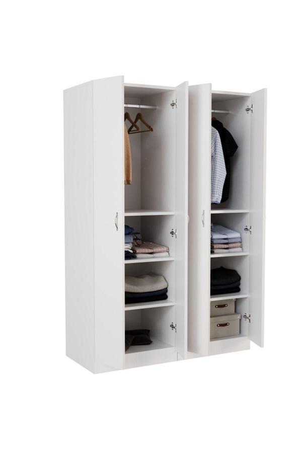 T Designo Gümüş Giyinme Dolabı - Çok Amaçlı Dolap - Gardırop 180 Cm-4 Kapaklı - Image 1
