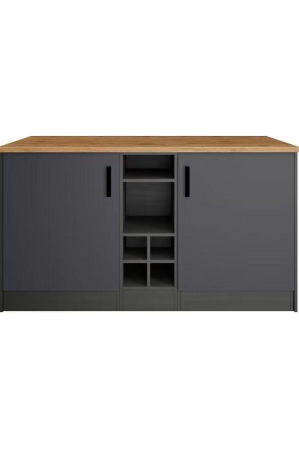 T Designo Helios Mutfak Alt Modül 2 Kapaklı -150 Cm Antrasit-Tezgah Dahil - Image 1