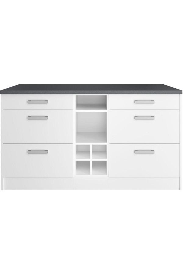 T Designo Okeanos Mutfak Alt Modül 6 Çekmeceli -150 Cm Beyaz-Tezgah Dahil - Image 1