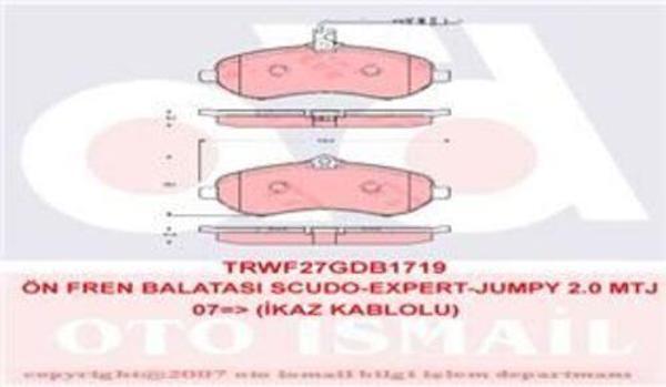 Trw Gdb1719 Fren Balatası Ön Fişli Scudo 07- / Expert Iı 07- / Jumpy Iı 07- / Proace I 13-  - Image 1