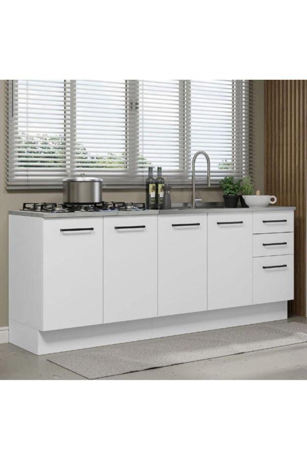 T Designo Roma Mutfak 4 Kapaklı-3 Çekmeceli Alt Modül -200 Cm - Tezgah Dahil Değil - Image 1