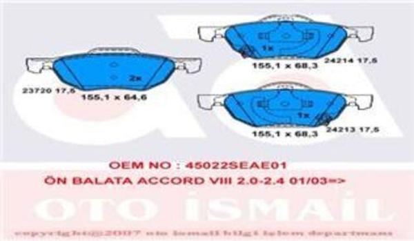 Trw Gdb3355 Fren Balatası Ön Accord 03-  - Image 1