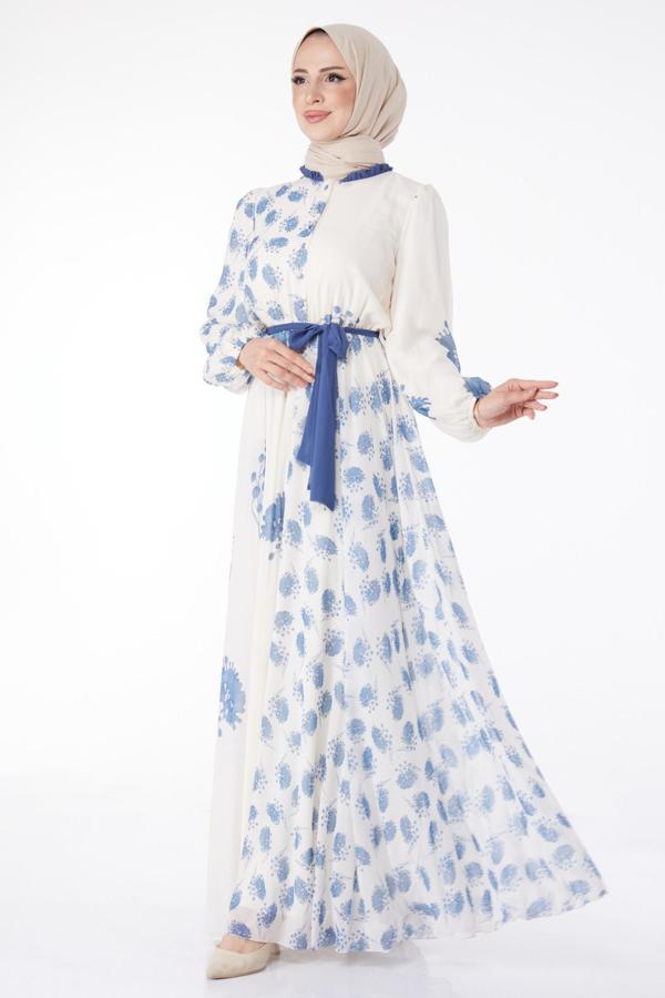 Kuşaklı Abiye Elbise Indigo - 25204 - Image 1