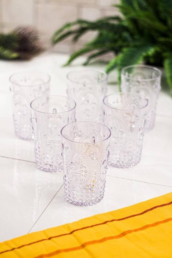 Akrilik Şeffaf 6lı Kısa Bardak & Su Meşrubat Kahve Yanı Bardağı 400 ml ( Cam Değildir ) - Image 1