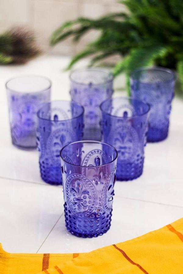 Akrilik Mavi 6lı Kısa Bardak & Su Meşrubat Kahve Yanı Bardağı 400 ml ( Cam Değildir ) - Image 1