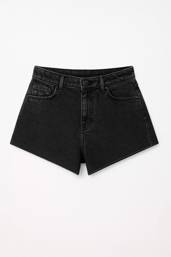 Kadın Yüksek Bel Püsküllü Paça Jean Şort - Image 1